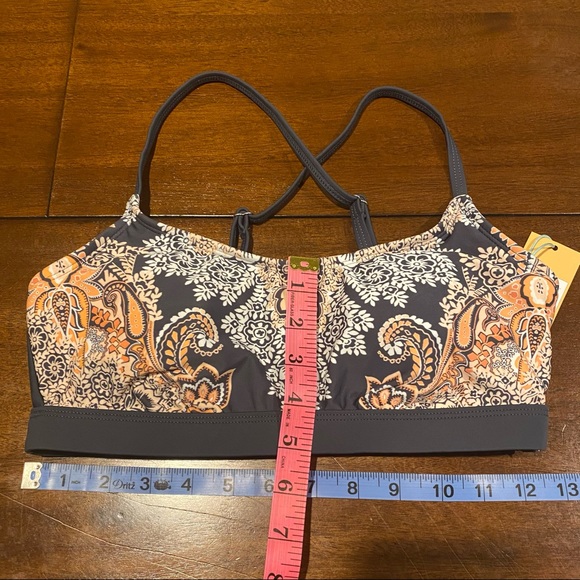 Pink and Gray Paisley Bikini Top Crisscross Back - Picture 3 of 8